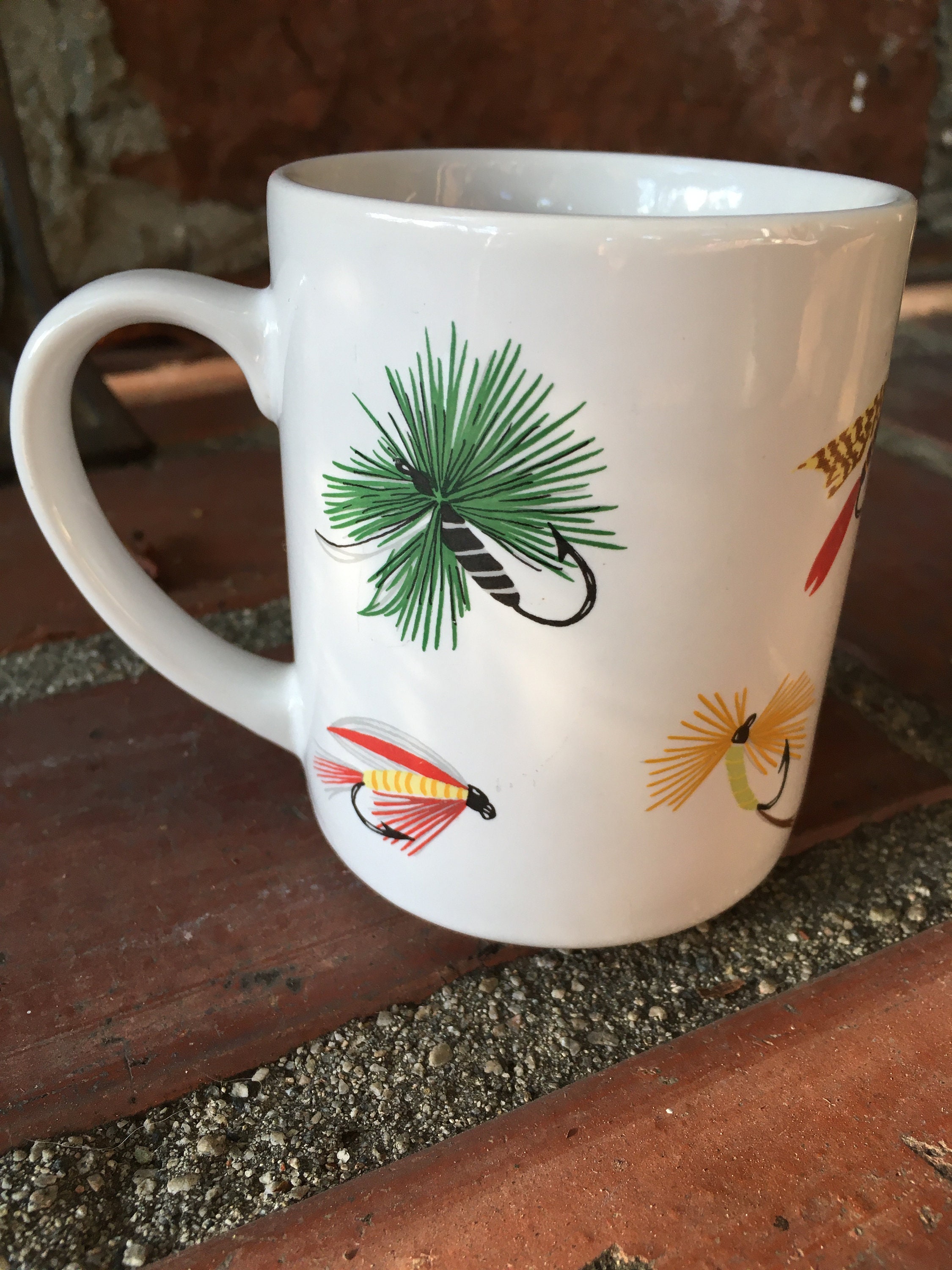 Fishing Lures Coffee Tea Mug, Vintage Mug, Pristine Shape, Fly Fisherman Mug,  Dee Sea, Trout, Unique. Retro Cup, Vintage Hand Tied 