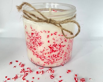 Peppermint Candle, Soy Candle, Holiday Candle, 15 Ounce Candle, Christmas Candle, Winter Candle, Peppermint Candy Candle, Christmas Gift