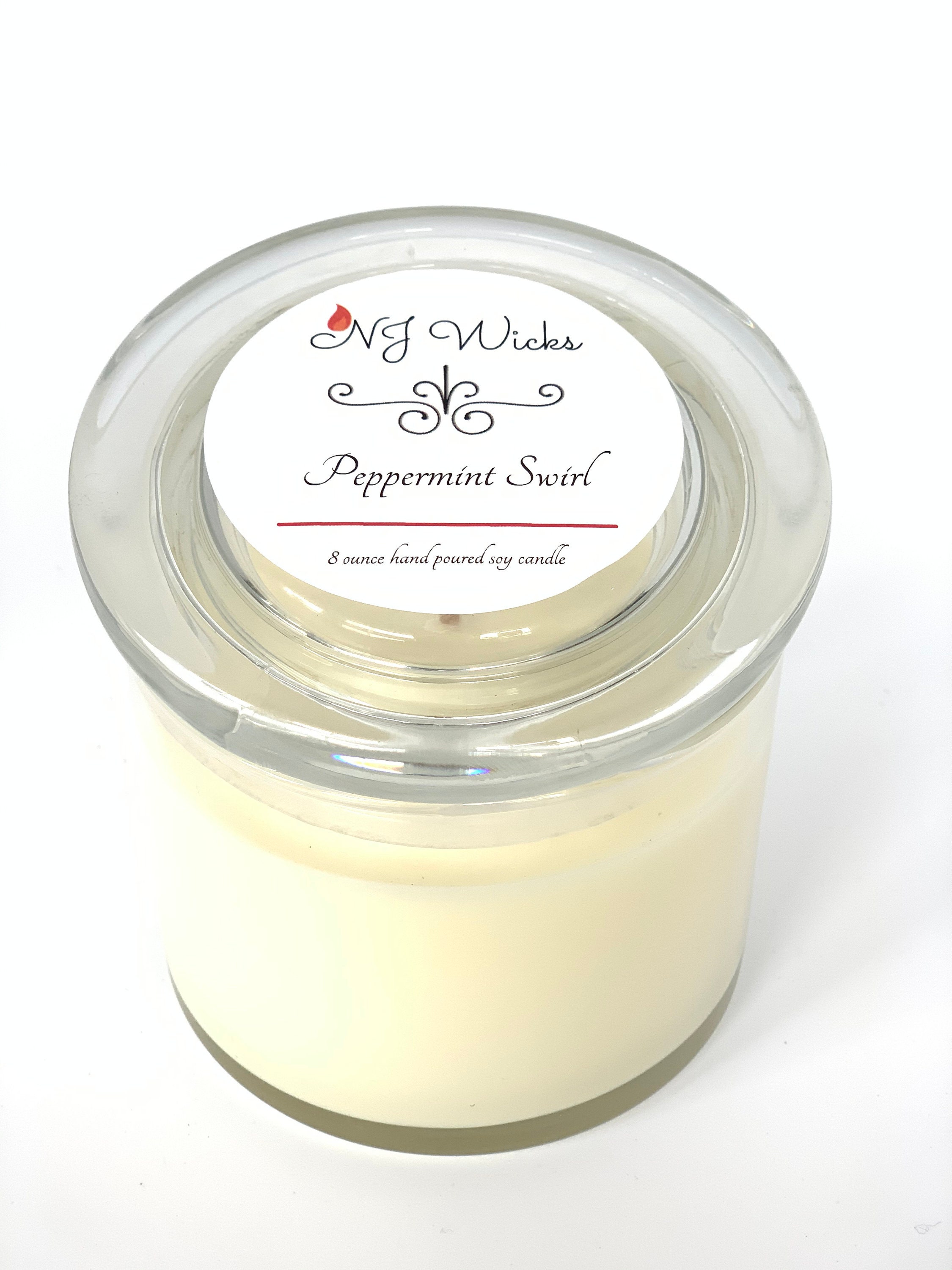 Peppermint Swirl Scented Candle, All Natural Candle, Homemade Soy