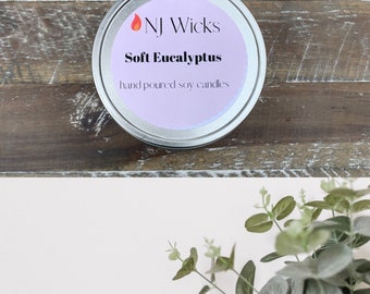 Eucalyptus Scented Candle, Soy Wax Candle, Hand Poured Candle, Housewarming Gift, Gift for Her, Spa Candle, Stress Relief, Fresh Scent