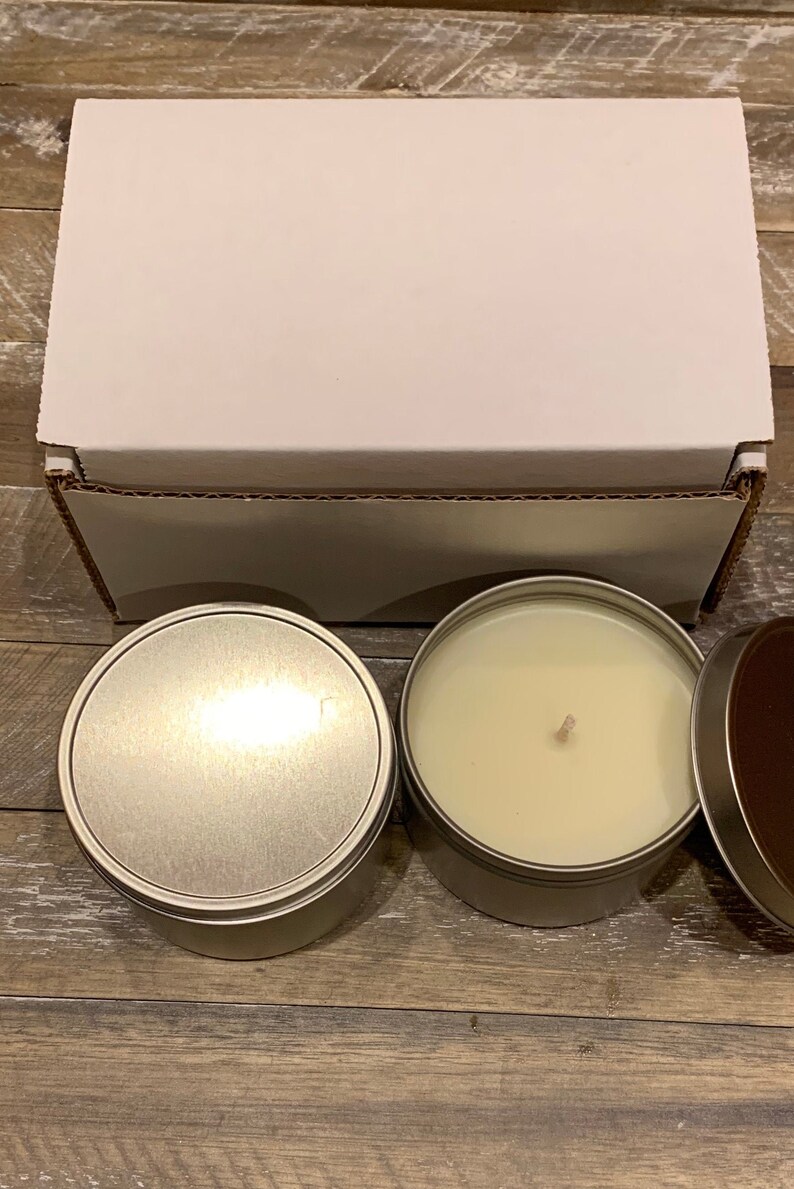 Two 8 Ounce Candle Tins Mystery Candle Box Soy Candle Gift Etsy