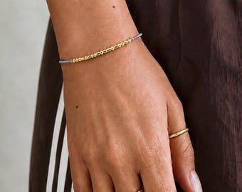 Strength Morse Code Bracelet, Gold Filled or Sterling Silver Silk Cord