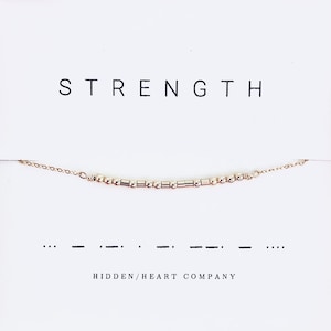 STRENGTH Morse Code Necklace - Be Strong- I Am Strong Necklace- Friendship Gift- Get Well Gift- Morse Code Jewelry