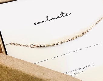 SOULMATE Morse Code Chain Necklace - Strong Woman Gift Girlfriend Gift