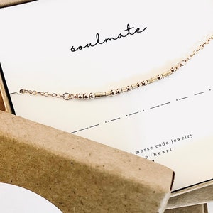 SOULMATE Morse Code Chain Necklace - Strong Woman Gift Girlfriend Gift