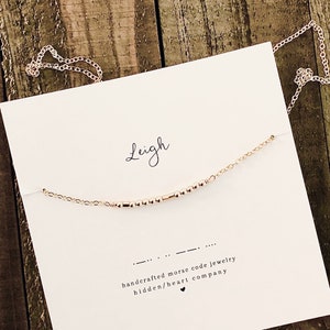 Custom Name Morse Code Necklace Gold Filled, Sterling Silver, Secret message Necklace, Gift for Mom