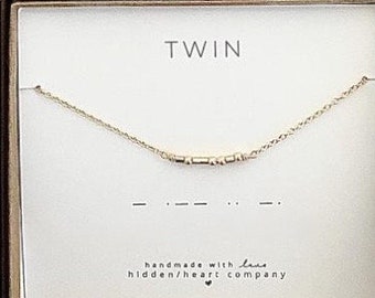 TWIN Morse Code Necklace Secret Message Necklace