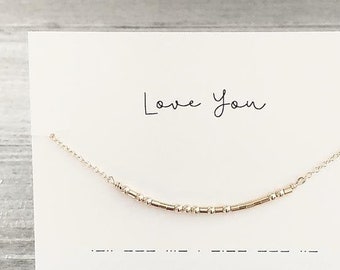 LOVE YOU Morse Code Necklace, Gift for Her, Friend Gift, Mom Gift