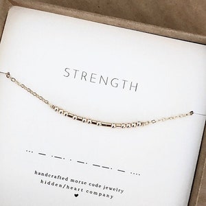 STRENGTH Morse Code Necklace, Be Strong, Encouragement Gift, Friendship Gift, Get Well Gift, Morse Code Jewelry