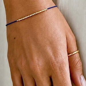 Warrior Morse Code Bracelet: Sterling Silver or Gold Filled Silk Cord