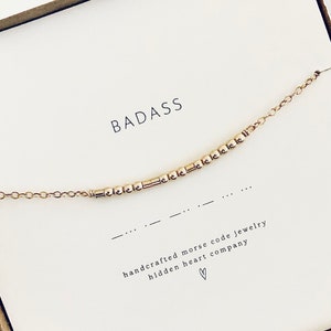 BADASS Morse Code Bracelet 14K Gold Filled or Sterling Silver Bracelet