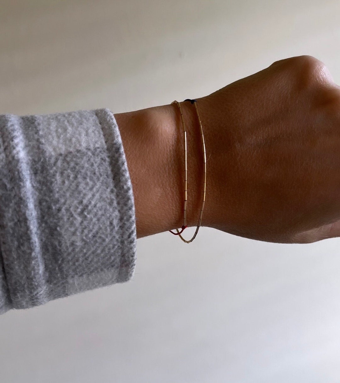 Thin Steel Link Bracelet - Gold Tone
