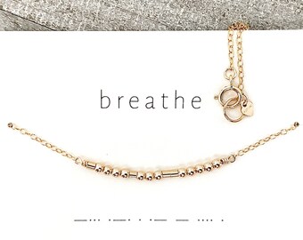 BREATHE Morse Code Necklace, Yoga Necklace, Best Friend Necklace, Friend Gift, Yogi Gift
