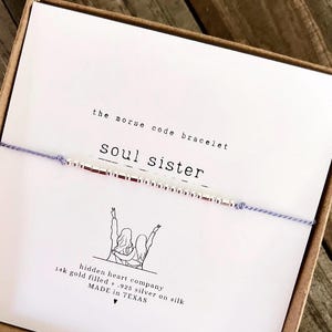 Âme soeur, code morse soeur, bracelet Bestie, bracelet de l'amitié ou code morse meilleure amie, sur carte imprimée, couleur au choix