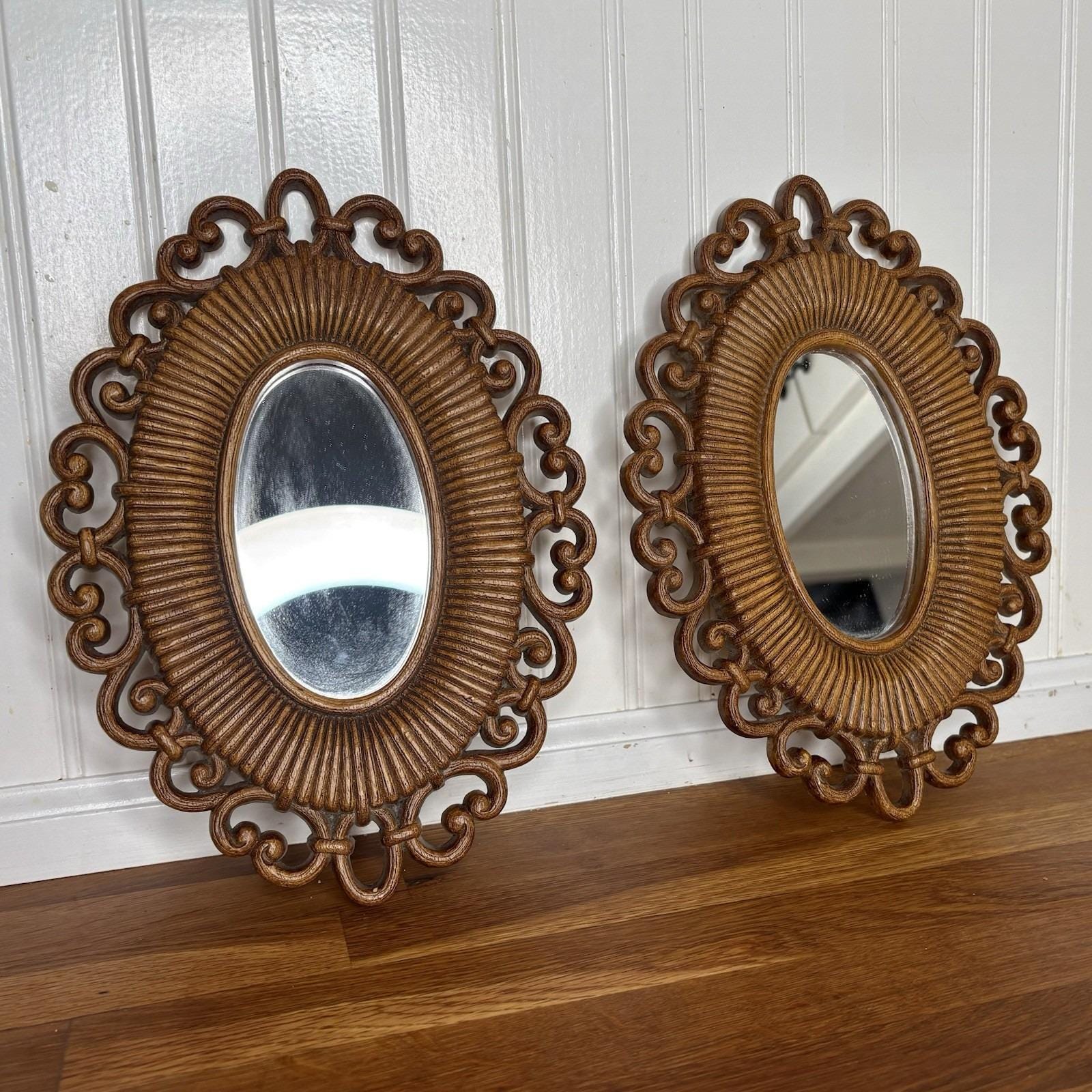 Vintage Small Rattan Mirror - Etsy
