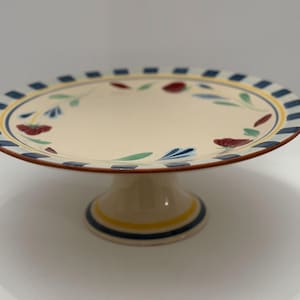 Lenox Poppies on Blue Pedestal Cake Stand Dessert Plate Display Floral Stand Kitchen Decor
