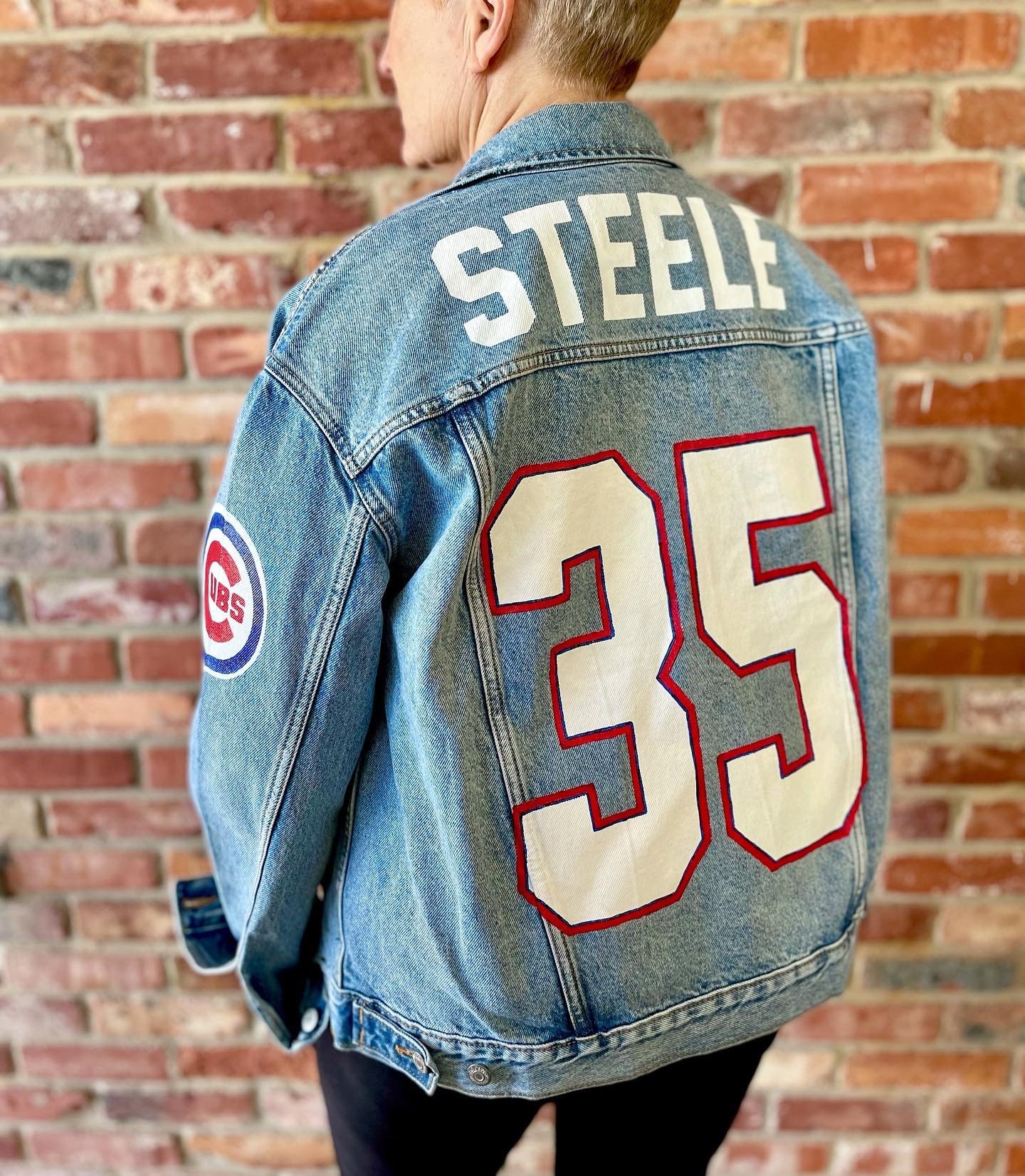 Vintage Baseball Jersey Panel Denim Jacket - Helloice Jewelry