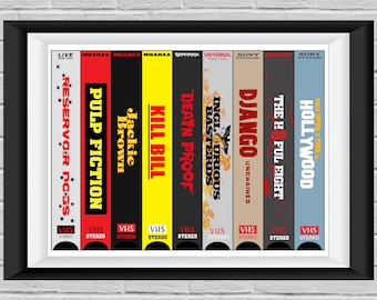 Quentin Tarantino "Directed by" VHS Print - Cult Film - Pulp Fiction Kill Bill Reservoir Dogs Inglorious Basterds Django Hateful 8 Hollywood