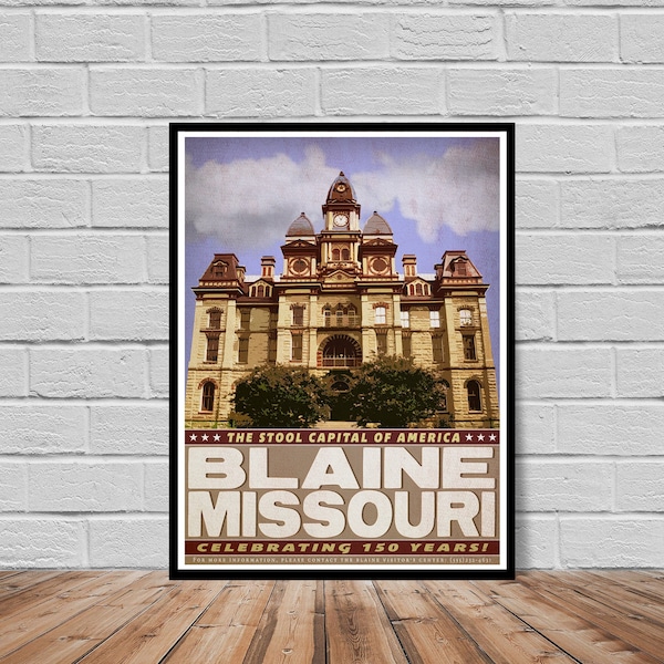 Blaine, Missouri travel poster print - Waiting For Guffman inspired - Christopher Guest Eugene Levy Catherine O'Hara - Wall decor