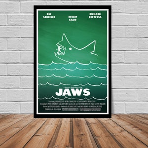 Jaws Chalkboard Movie Poster Art  Print - Steven Spielberg - All Decor