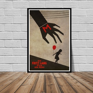 M - Fritz Lang Original Movie Poster Art Print - Peter Lorre - Surreal - German Classic Films - Saul Bass style