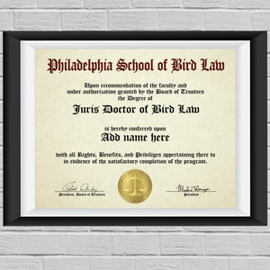 "Personalisiertes ""Bird Law"" Poster - It's Immer Sunny in Philadelphia - Wanddekoration"