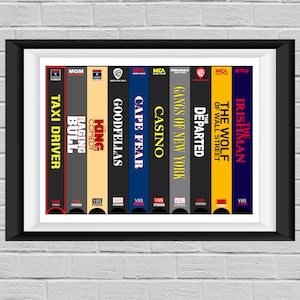 Martin Scorsese "Best of" VHS Original Art Print - Customizable.- Robert DeNiro - Lonardo DiCaprio - Wall Decor