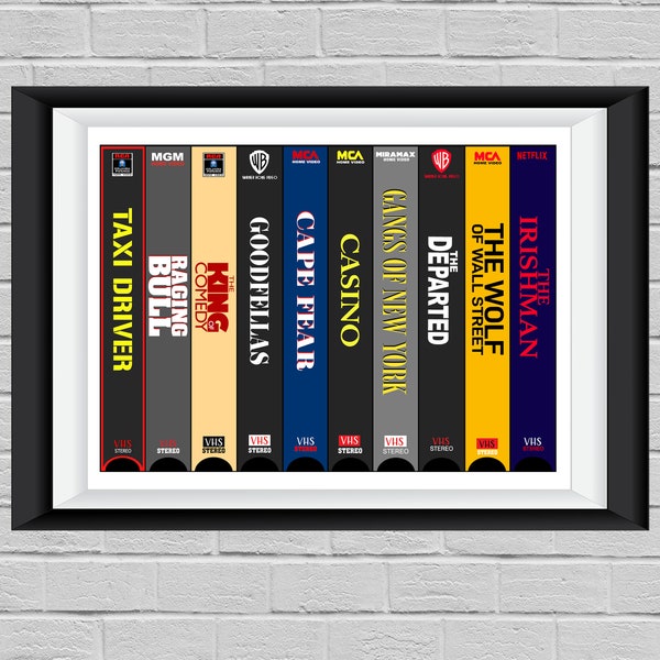 Martin Scorsese "Best of" VHS Original Art Print - Customizable.- Robert DeNiro - Lonardo DiCaprio - Wall Decor