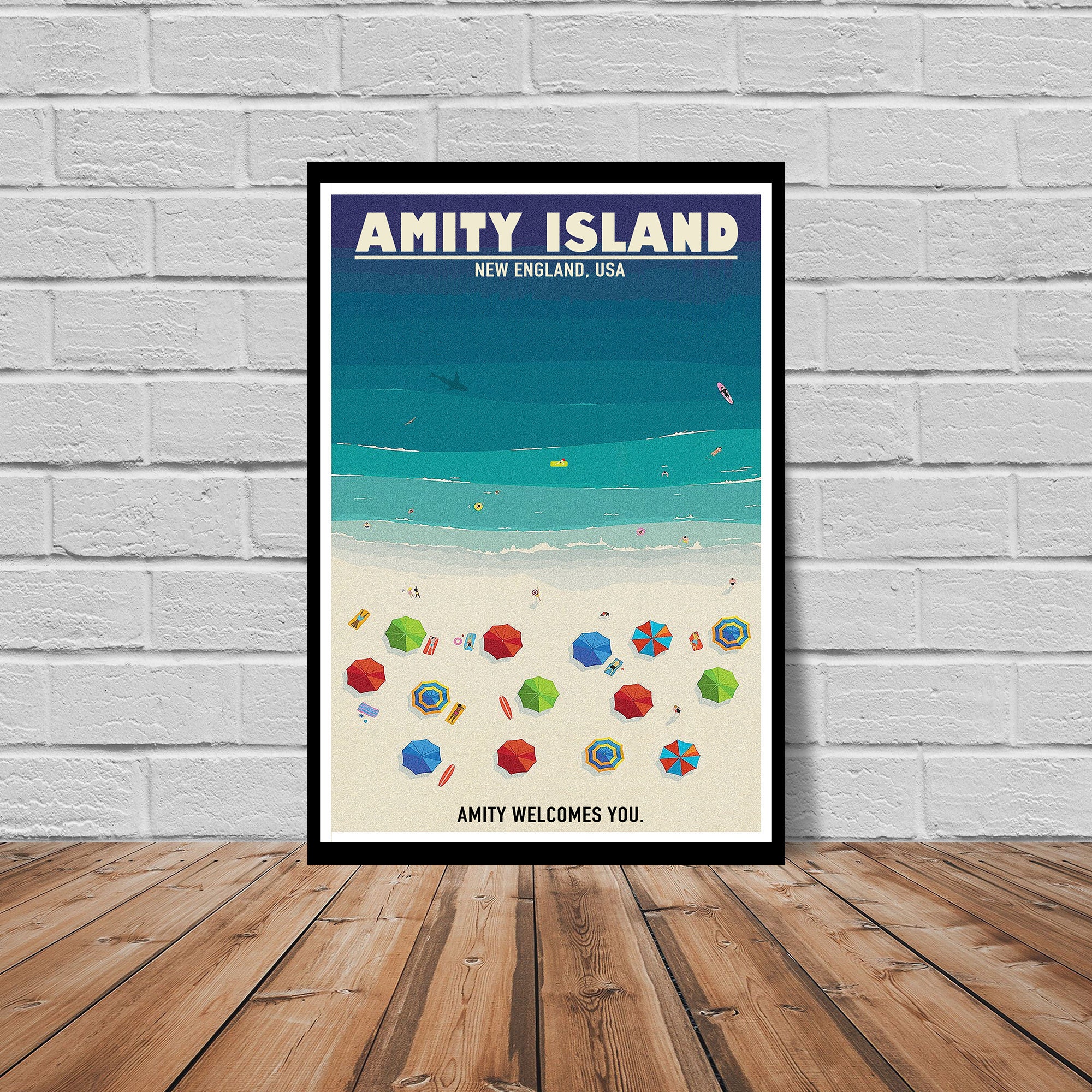 Jaws Amity Island Vintage Tourism Travel Style Poster 