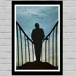 Jaws - "Hajvakt" Original konsttryckposter. Quint på späckhuggarens för - Amity Island - Hooper - Hövding Brody bild 2