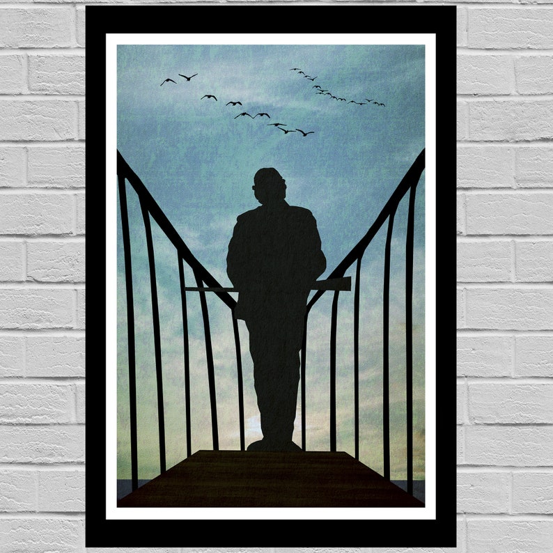 Jaws - "Hajvakt" Original konsttryckposter. Quint på späckhuggarens för - Amity Island - Hooper - Hövding Brody bild 2