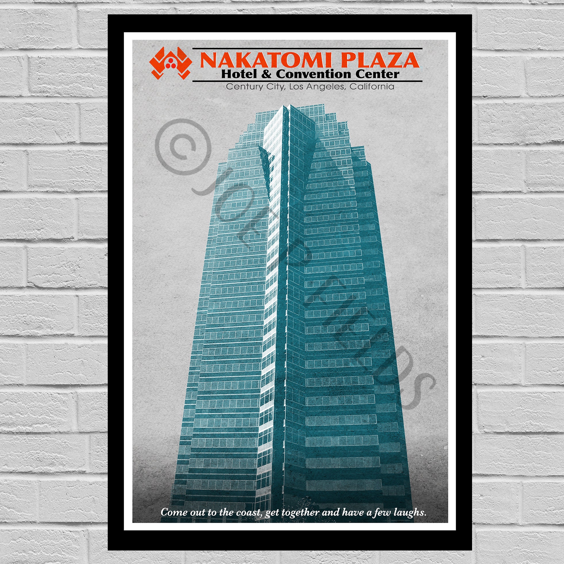 Die Hard nakatomi Plaza Original Art Print Travel Tourism Style die-hard-nakatomi-plaza-original-art-print-travel-tourism-style