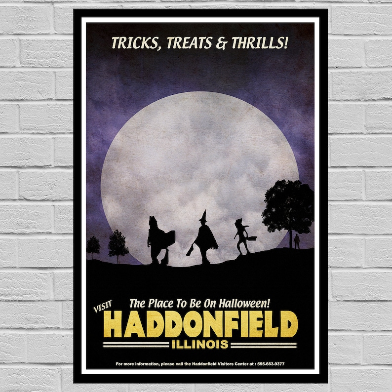 Haddonfield Lettering Halloween - Visit Haddonfield Travel / Tourism Style Poster Print ...