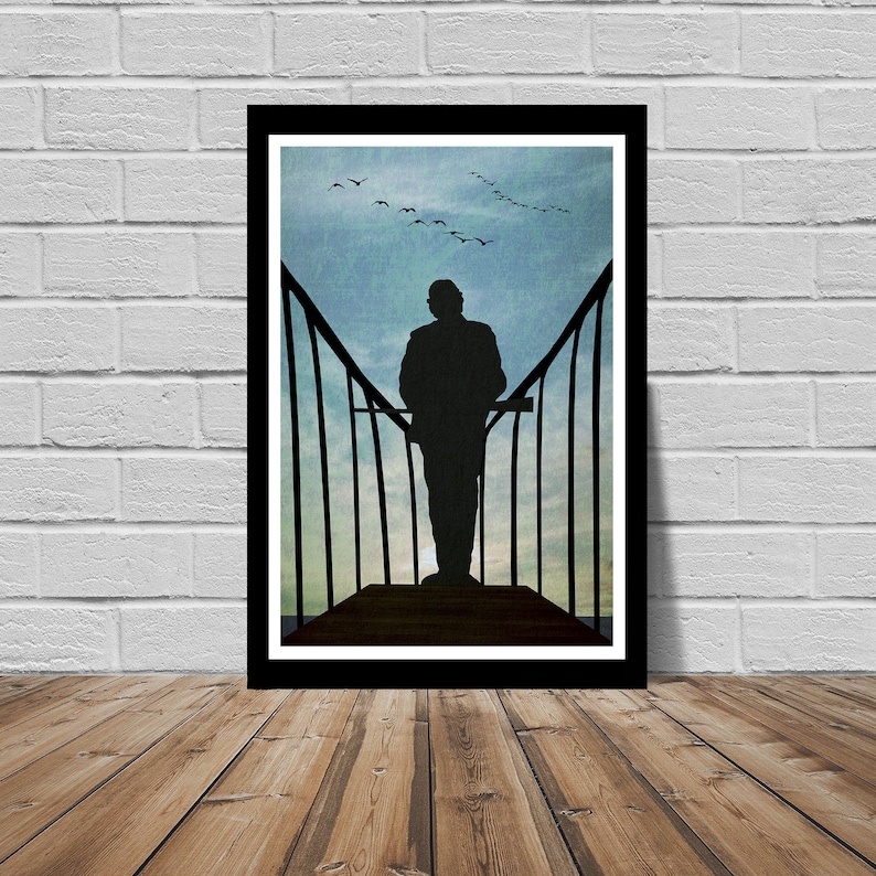 Jaws - "Hajvakt" Original konsttryckposter. Quint på späckhuggarens för - Amity Island - Hooper - Hövding Brody bild 1
