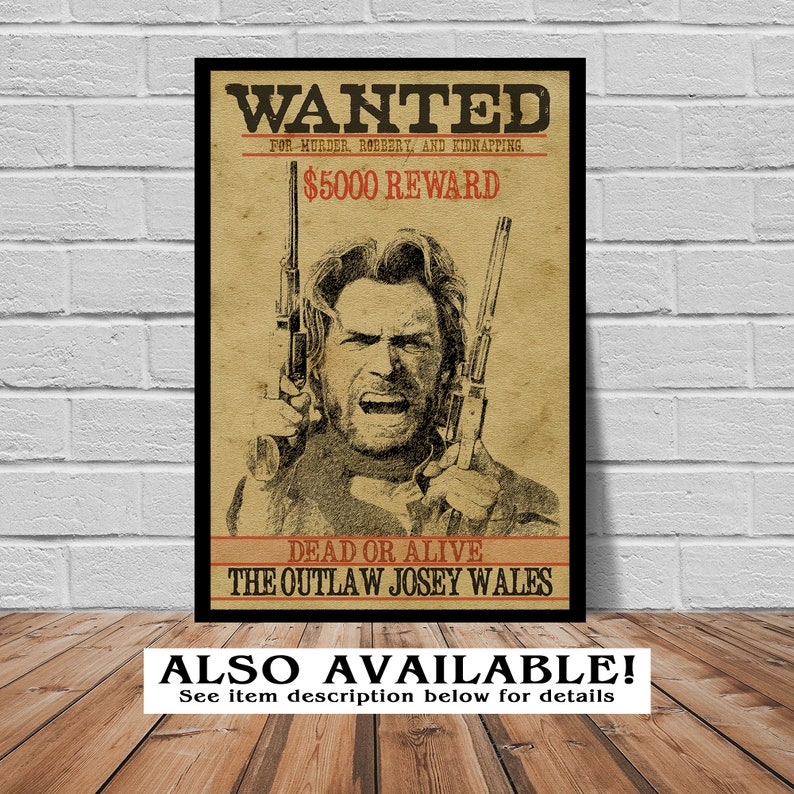 The Outlaw Josey Wales One Man Army Movie Poster | Etsy