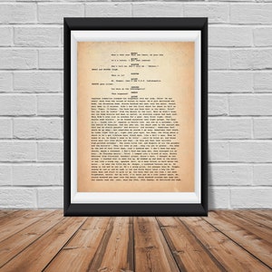 Quint's USS Indianapolis speech "vintage Jaws script page" reproduction. Amity Island Spielberg - Brody Hooper Shark movie Wall decor