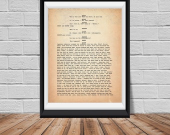 Quint&#39;s USS Indianapolis speech &quot;vintage Jaws script page&quot; reproduction. Amity Island Spielberg - Brody Hooper Shark movie Wall decor