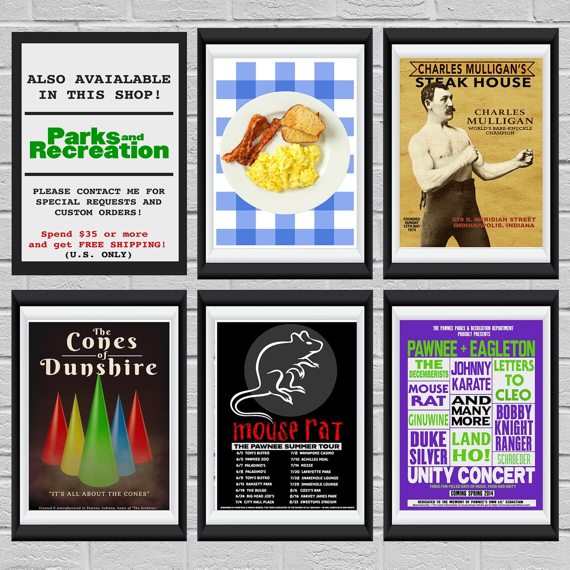 Parks and Recreation Pawnee / Eagleton Unity Concert inspired Etsy