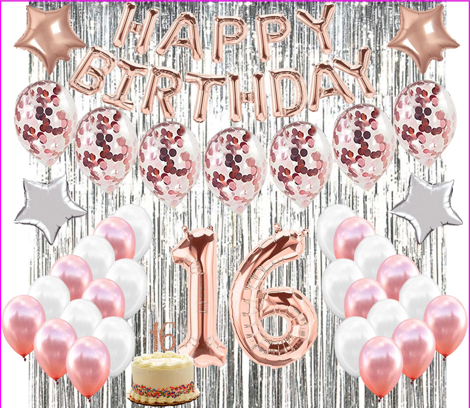 16th Birthday Decorations SWEET SIXTEEN Party With - Etsy