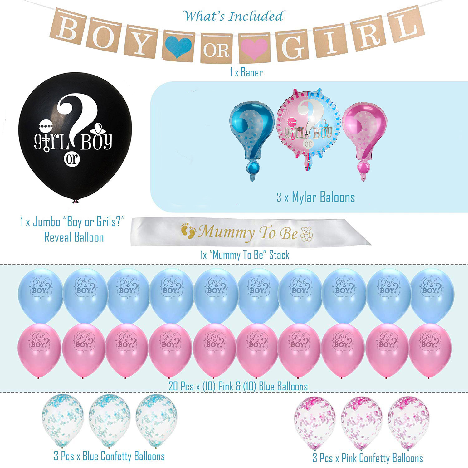 Baby Gender Reveal Party Supplies Kit Versión Actualizada Etsy