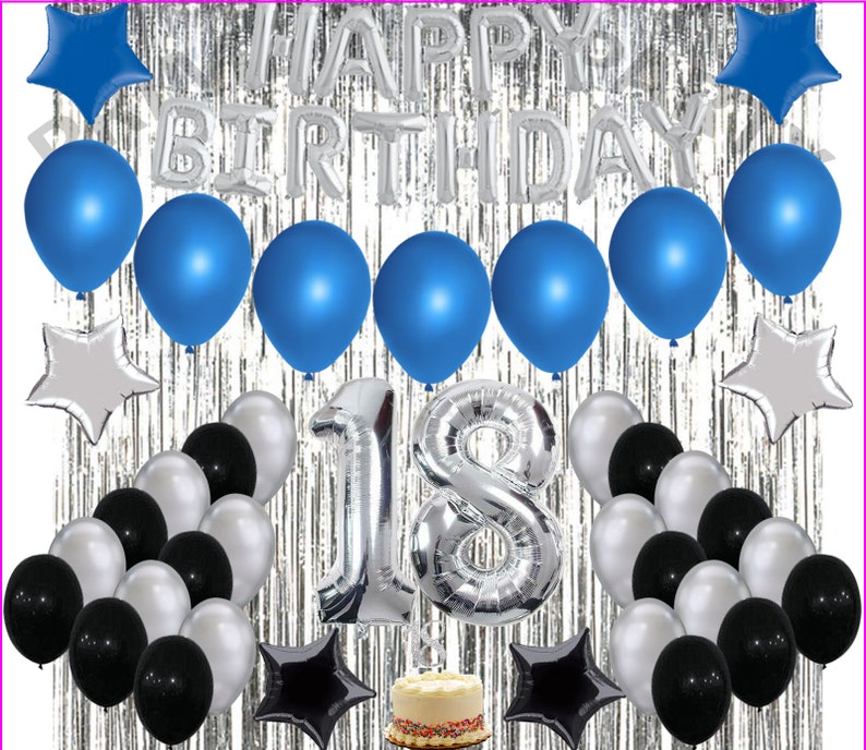 18th Birthday Decorations 18th Birthday Party Balloons Blue | Etsy