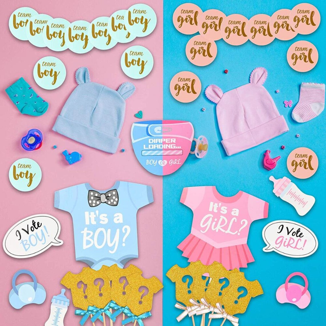 Baby Gender Reveal Party Supplies Kit Versión Actualizada Etsy