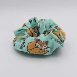 Fox Scrunchie, Cute Fox Scrunchy, Mint Green Fox Hair Tie, Forestcore Hair Accessory, Birthday Gift for Fox Lover,  Fox Ponytail Holder