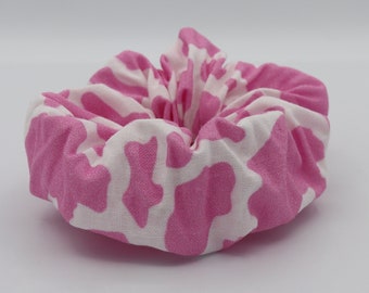 Strawberry Cow Scrunchie, Pink Cow Hair Tie Scrunchy, Cow Lover Gift, Farm Girl Ponytail Holder, Cowgirl Accessories, Strawberry Milk Cow