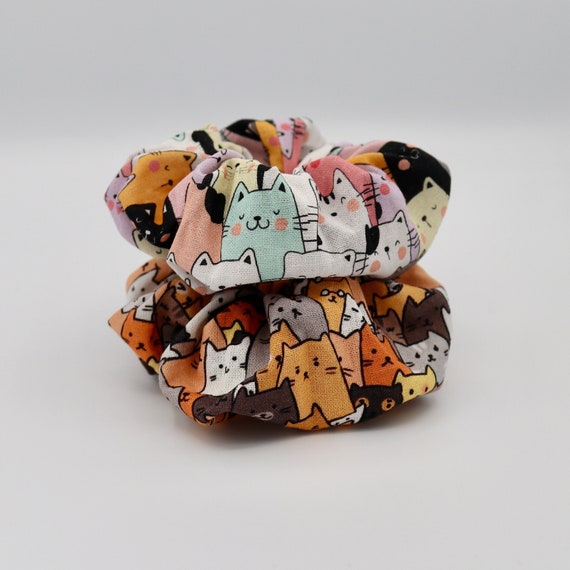 Cat Scrunchie Pack, Cute Cat Scrunchy Pack, Cartoon Kitty Cat Hair Tie for Women, Cute Hair Accessory Gift for Cat Mom, Pet Cat Lover Gifts