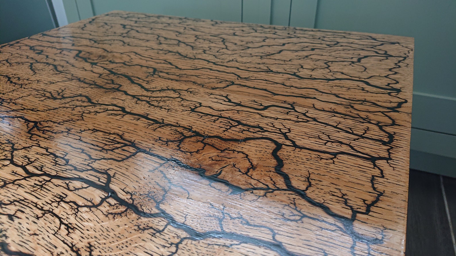 Fractal Burn European Oak Coffee Table with Black Epoxy Resin Etsy