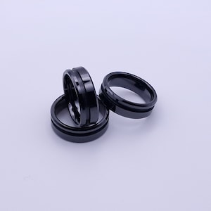 Black Ceramic Offset Inlay Ring Blank - 8mm