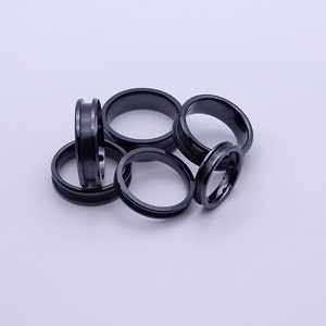 Black Ceramic Inlay Ring Blank - 4mm/6mm/8mm