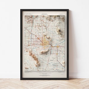 Phoenix Topographische Karte: 1954 Vintage Stil Giclée Druck