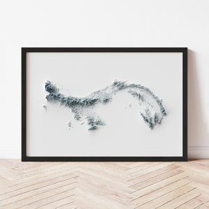 Panama Minimalist Relief Map - Elevation Map - Map Art - Topographic - Terrain - Relief - Geologic - 3D Effect (Flat Print) - Gift
